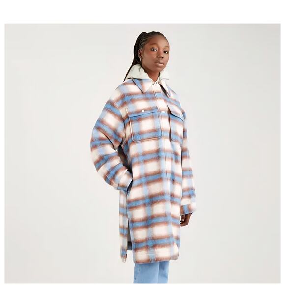 Womens Levi’s Selma Shirt Jacket Shacket in Libby Plaid Bonnie Blue Size Small - Picture 1 of 8